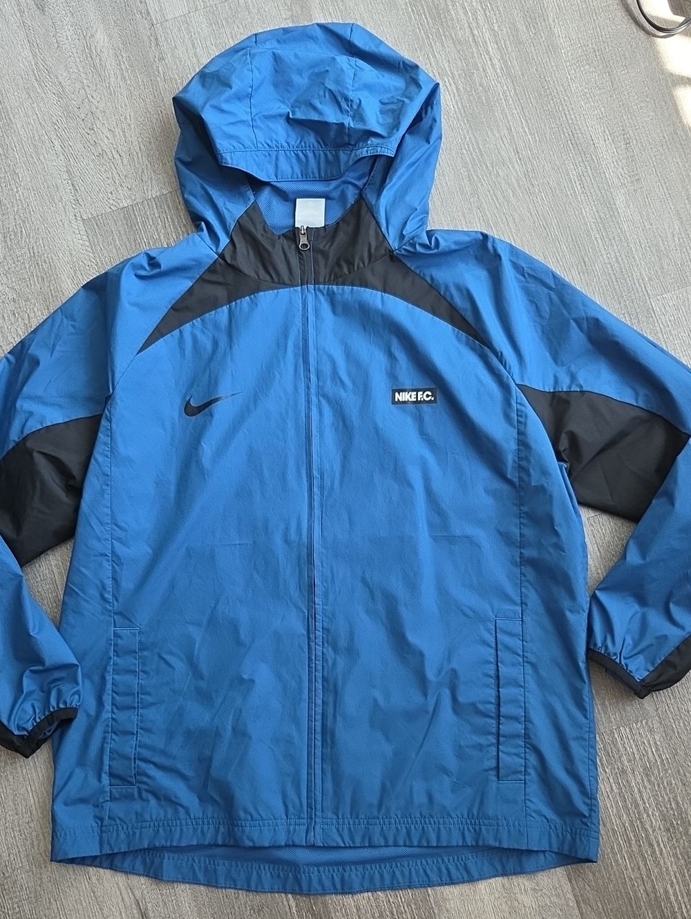 Nike Blue and Black Hooded Rain Jacket